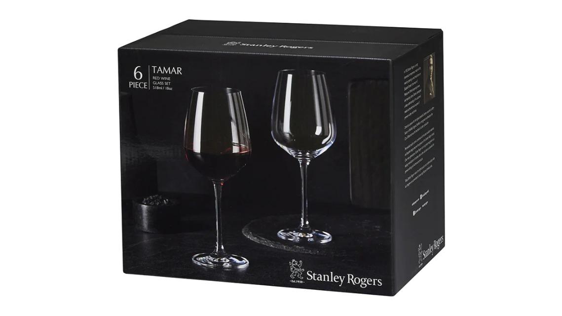 Stanley Rogers Set of 6 Red Tamar Wine Glasses - 518ml
