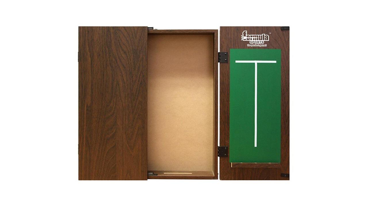 Formula Sports 58cm Plain MDF Dartboard Cabinet with Chalkboard - Walnut