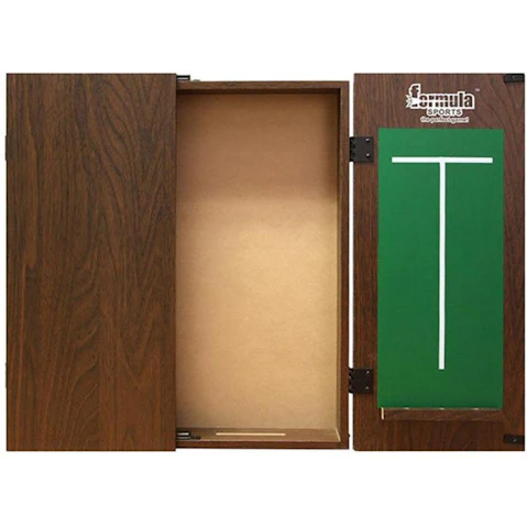 Formula Sports 58cm Plain MDF Dartboard Cabinet with Chalkboard - Walnut