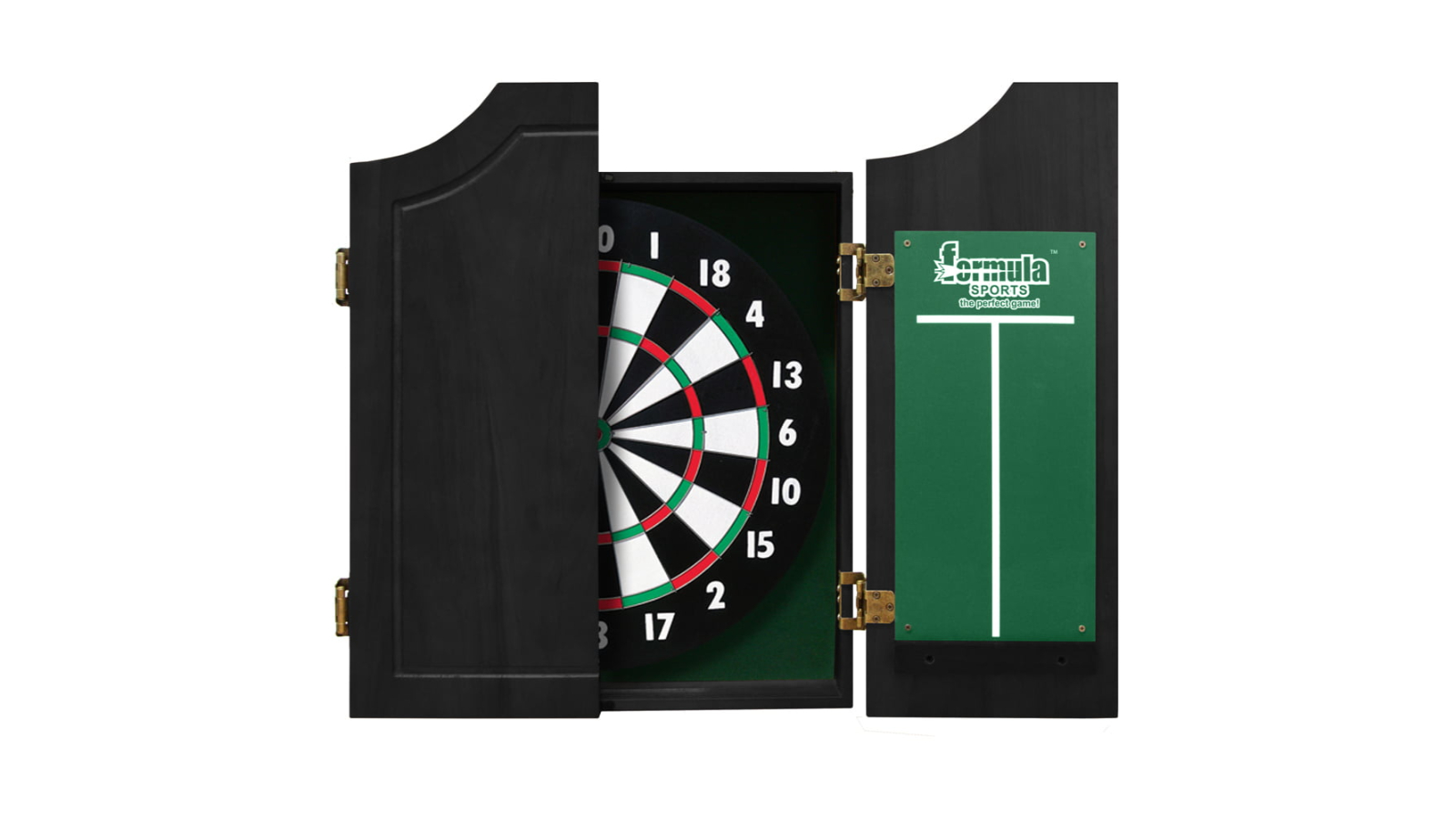 Formula Sports Dartboard Game Solid Wood Cabinet Set - Black