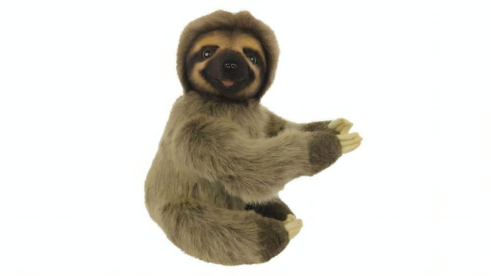 Hansa Moveable Sloth Silver Bear Plush Toy - 22cm