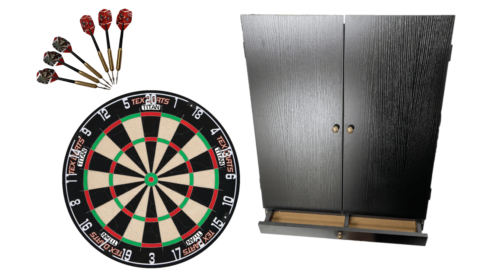 NPC Amusements Pool Room Supplies Tex Titan Darts Board Cabinet with Storage Drawer - Black