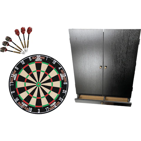 NPC Amusements Pool Room Supplies Tex Titan Darts Board Cabinet with Storage Drawer - Black