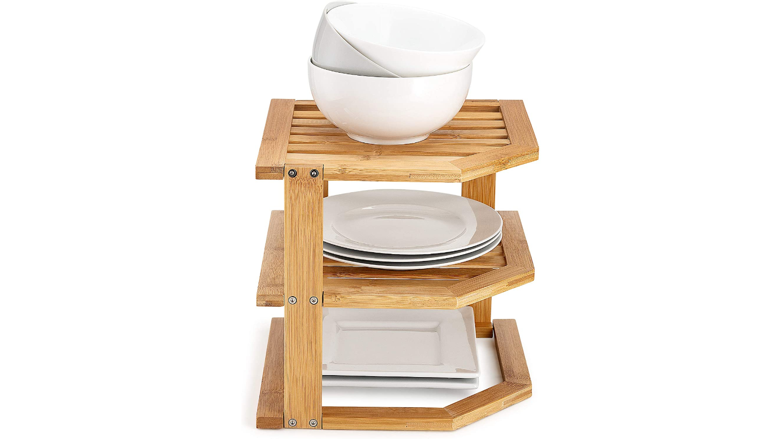Living Today Bamboo 3-Tier Kitchen Corner Shelf Storage Cabinet 