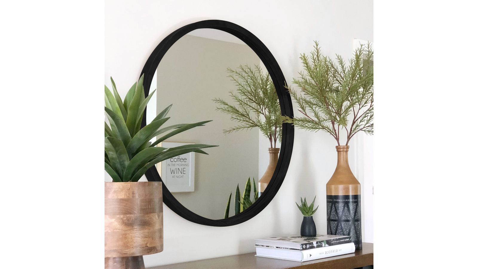 One Six Eight London TINA Black Solid Wood Mirror - 95cm