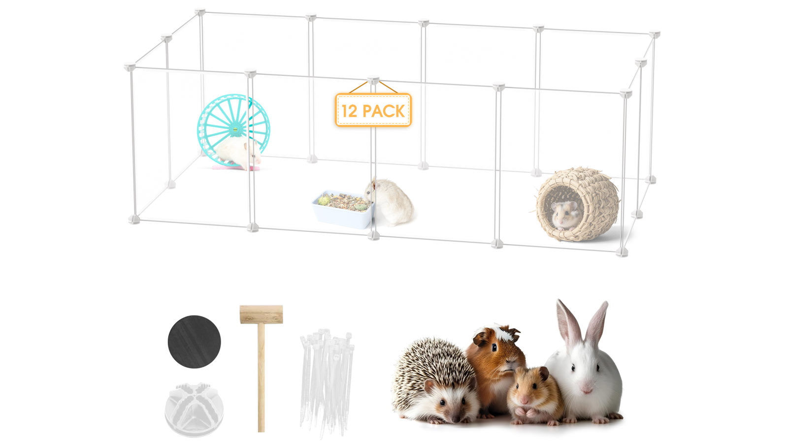 Advwin 12 Panels Pet Playpen Guinea Pigs Small Animal Enclosure