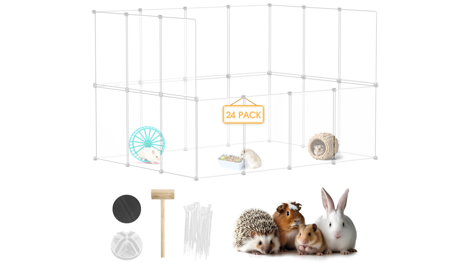 Advwin 24 Panels Pet Playpen Guinea Pigs Small Animal Enclosure