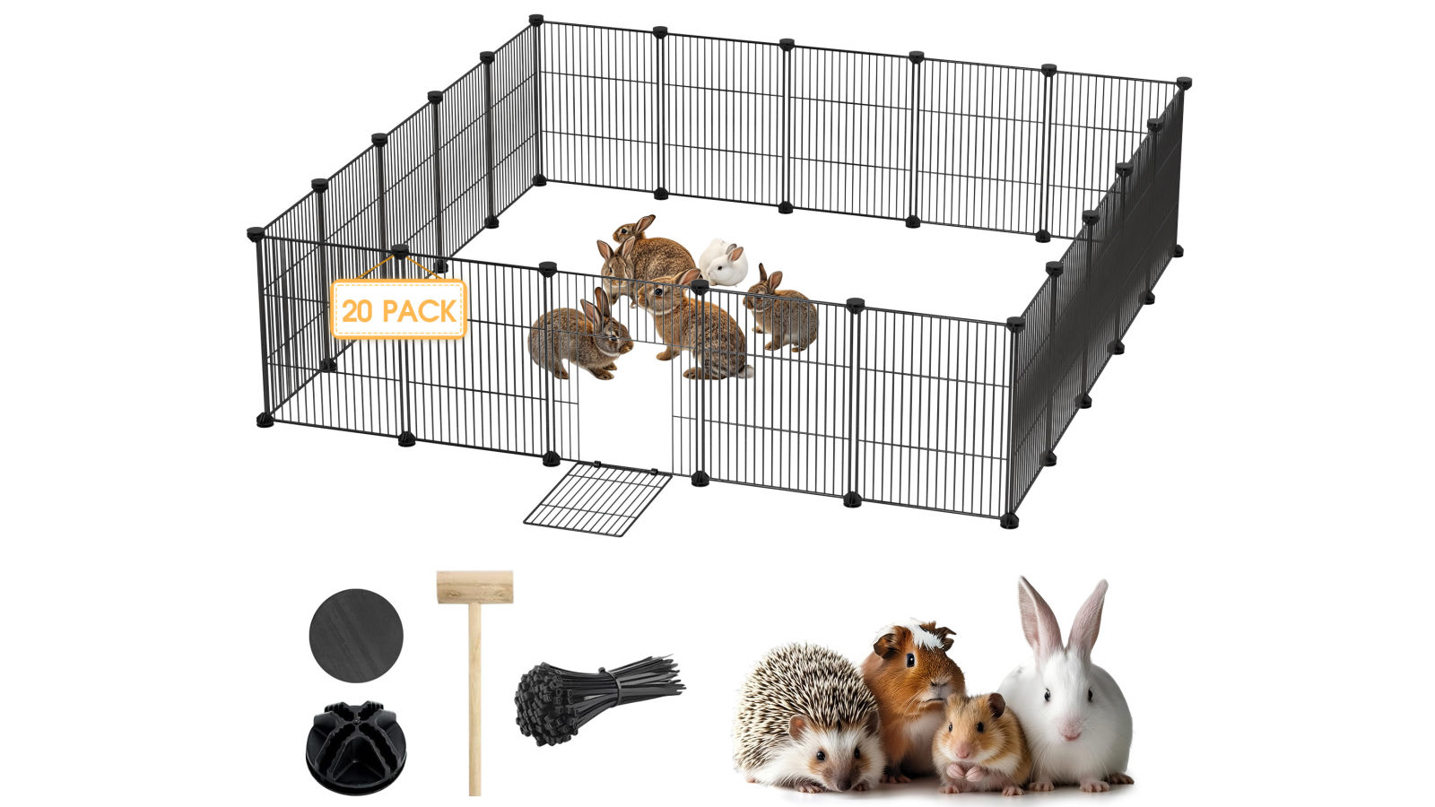 Advwin 20 Panel Pet Playpen for Small Animal Guinea Pigs Enclosure Metal Pet Fence