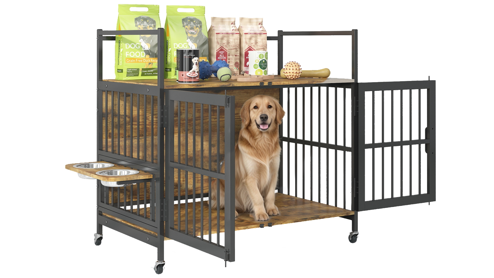 Advwin Heavy Duty Dog Kennel with 2 Bowls