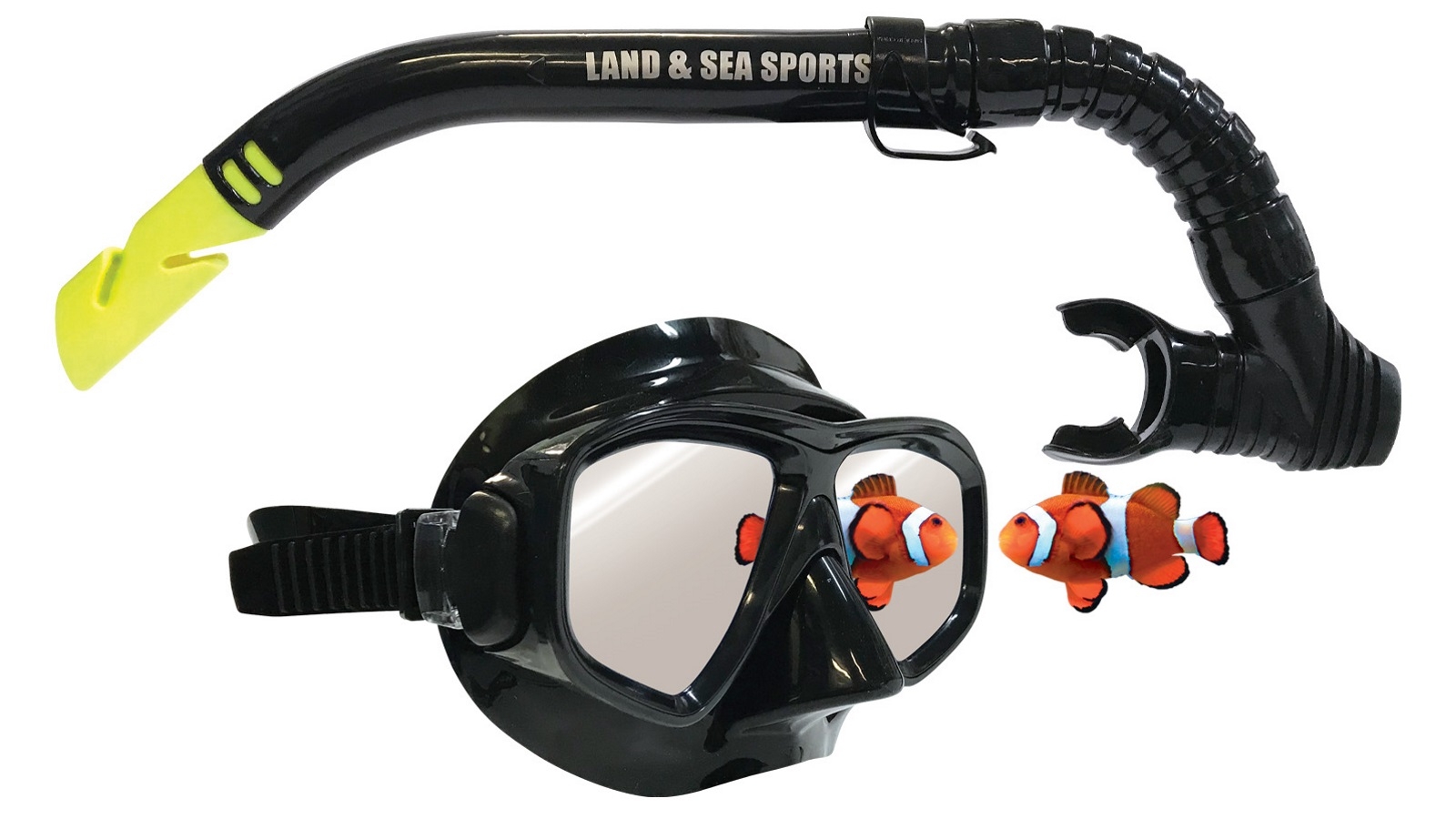 Land and Sea Sports Clearwater Black Mirror Silicone Mask and Snorkel Set - Black
