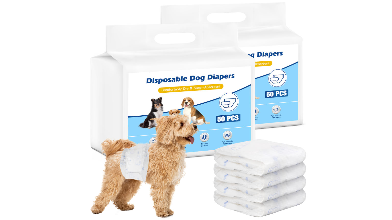 Advwin 2x50 Piece Pet Belly Bands Disposable Diapers for Male Dog