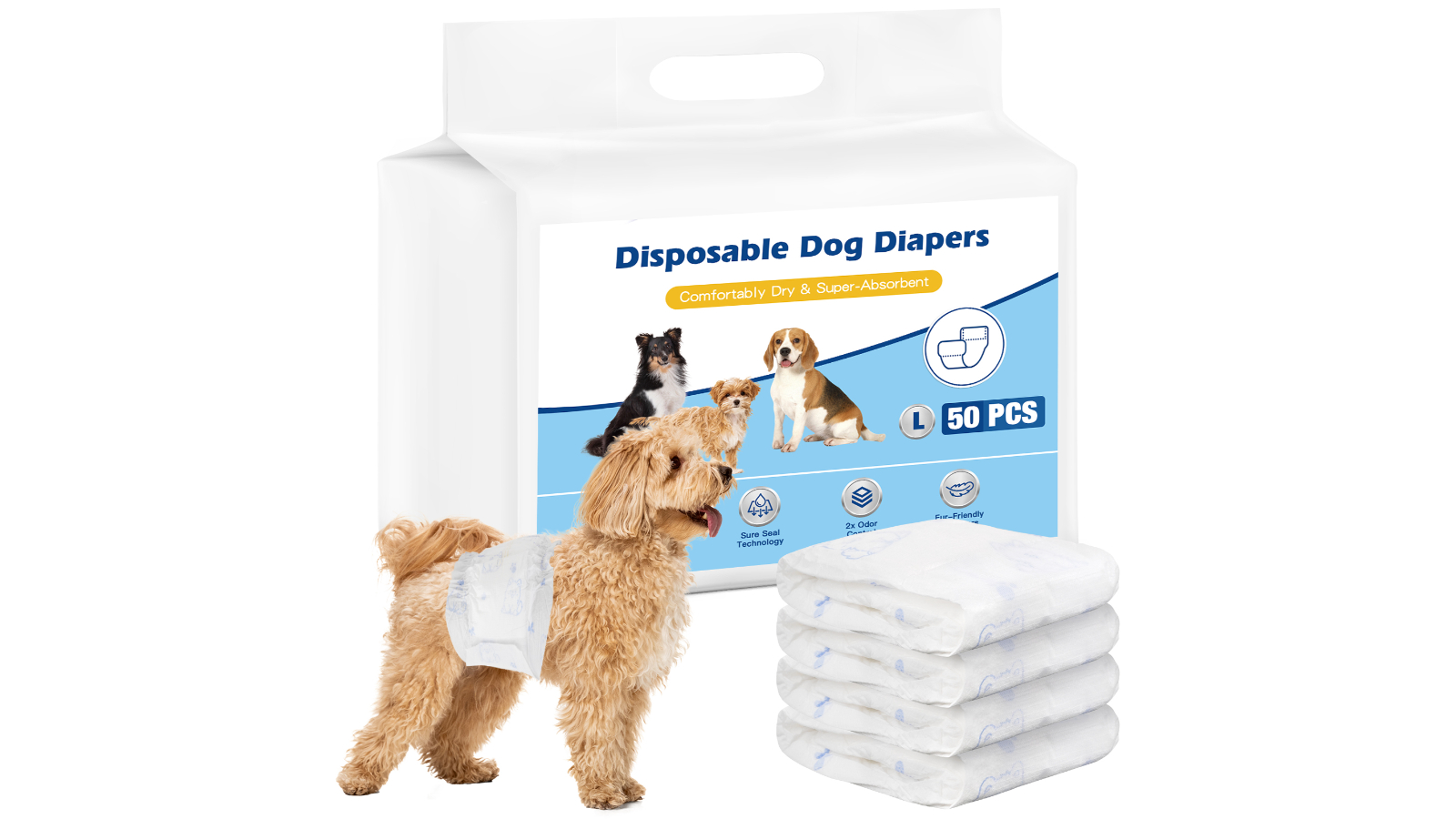 Advwin 50 Piece Disposable Male Dog Diaper 