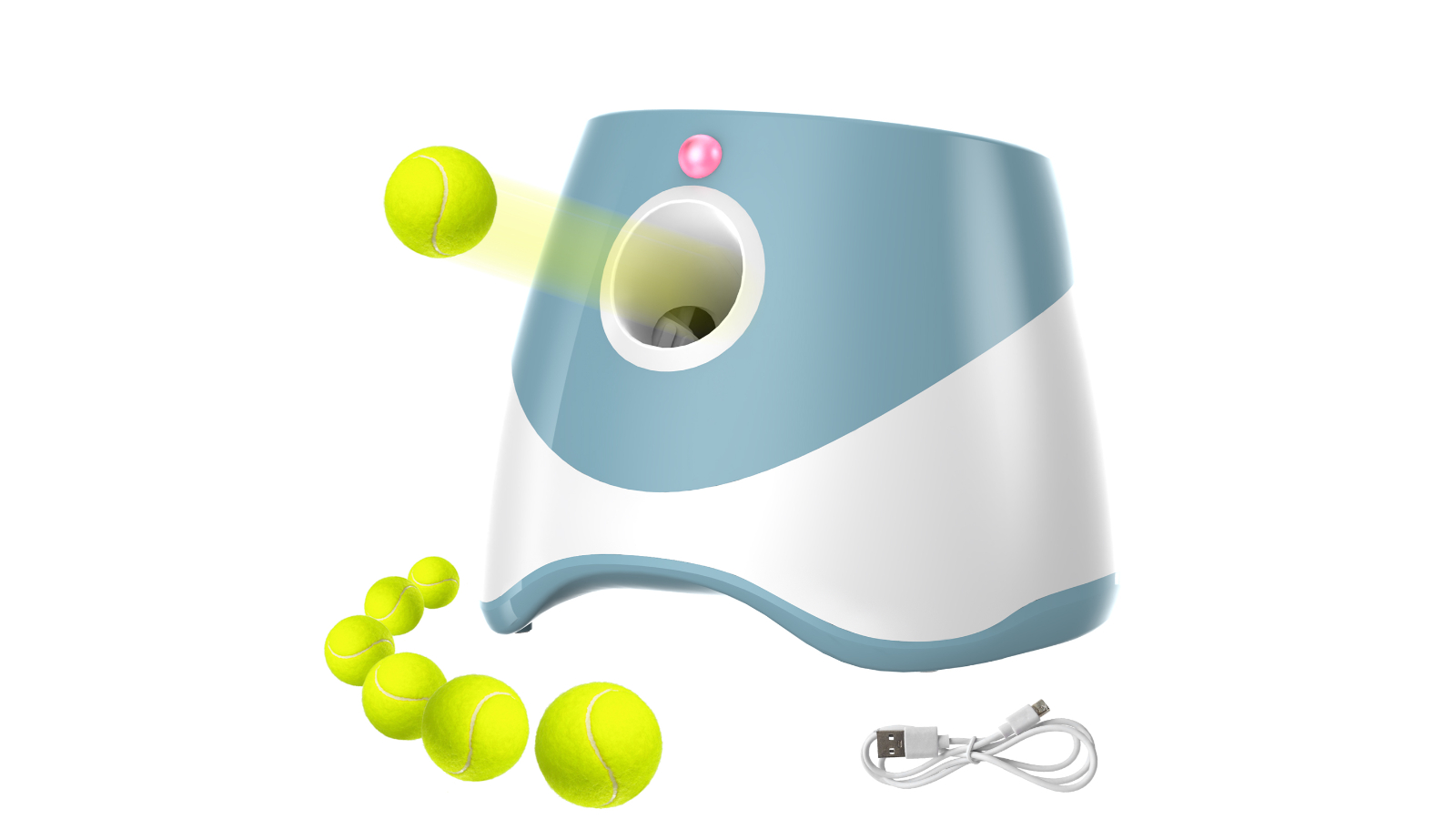 Advwin Automatic 6 Tennis Ball Thrower Launcher Machine Interactive Dog Toy - Blue