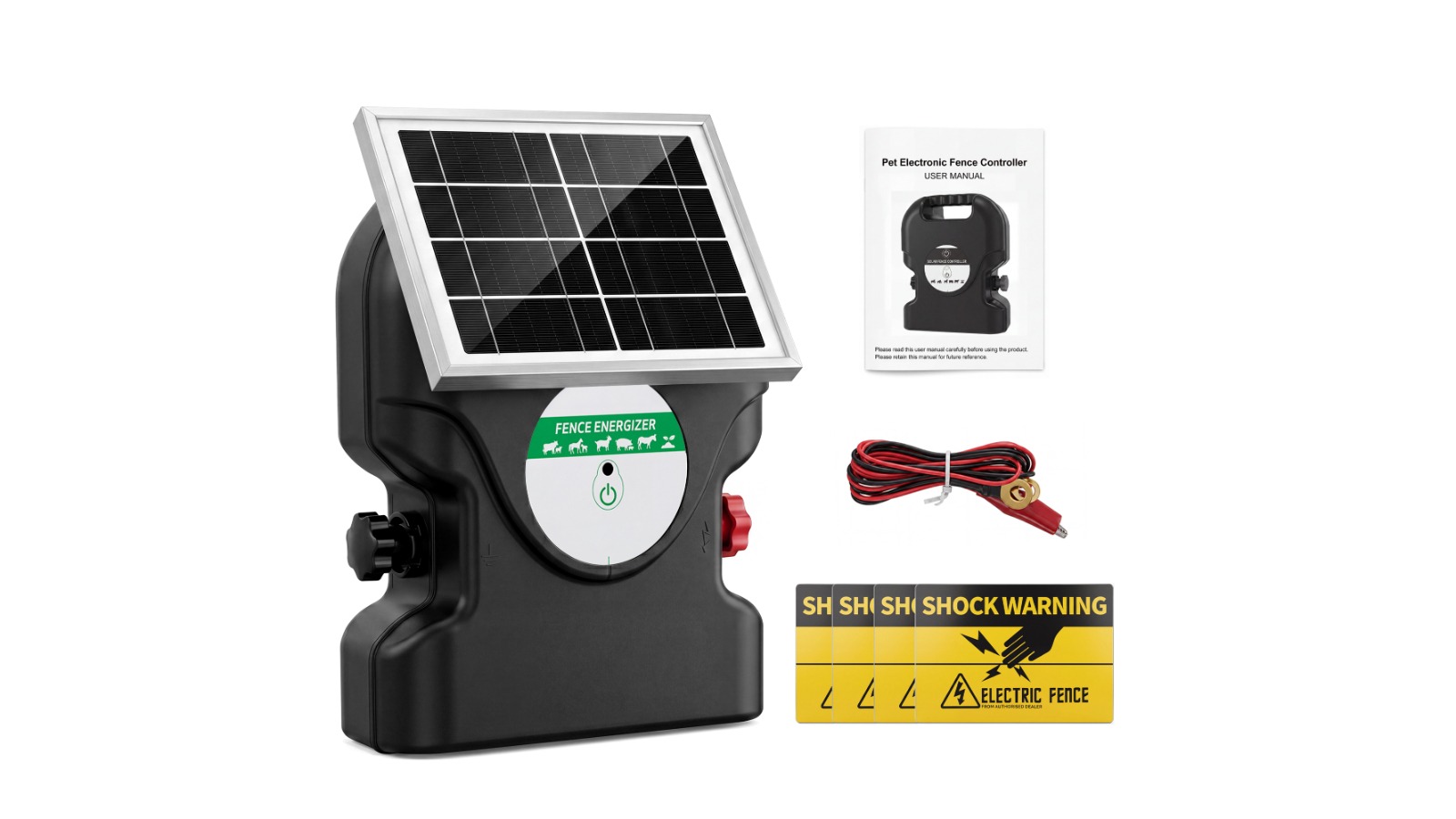 Advwin 15km Electric Fence Energizer Solar Powered Energiser Kit