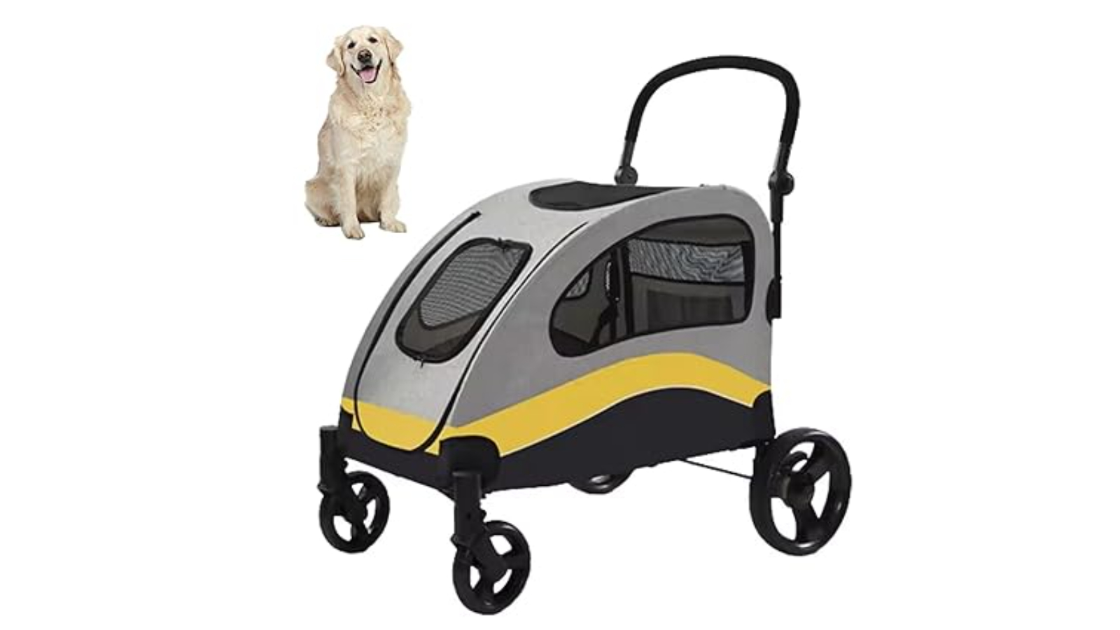 Pretty & Practical Foldable Dog Pushchair Stroller with Doors - 20kg