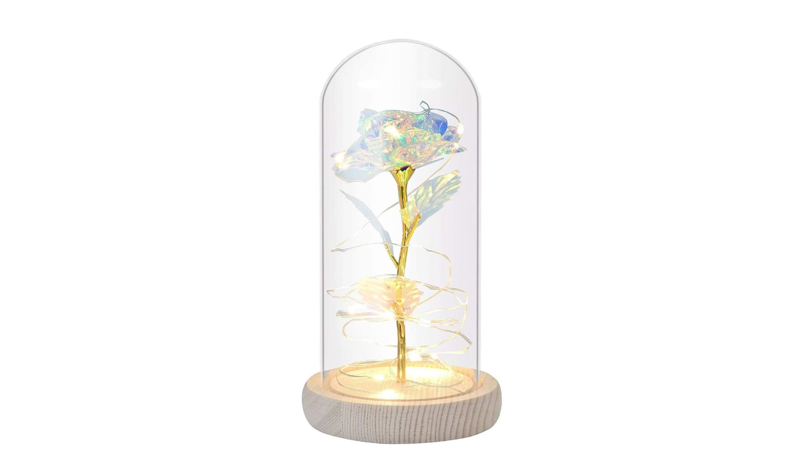 Pretty & Practical Beauty and The Beast Rose in Glass Dome with LED Light