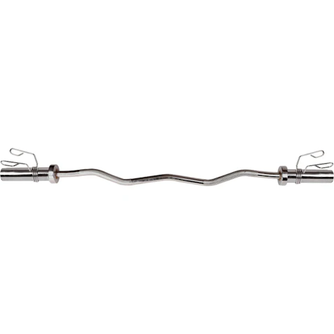 Chrome Olympic Curl Bar Barbell Heavy Duty EZ with Spring Collars