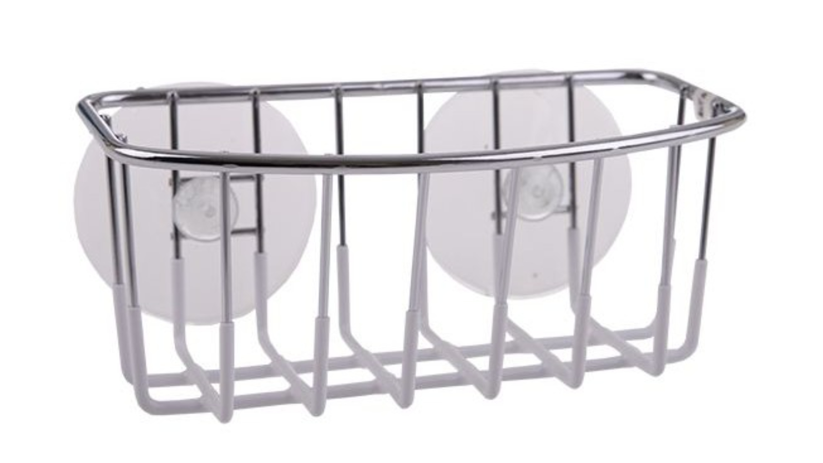 D Line Chrome/PVC Wall Mount Sponge Caddy with Suction Cup - White