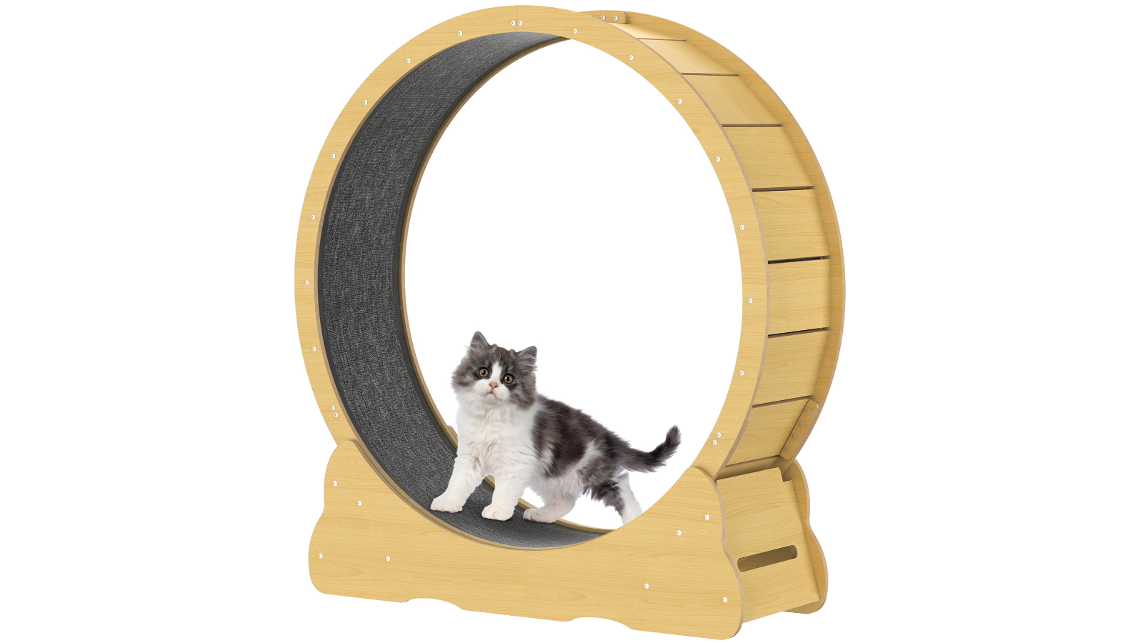 Advwin Cat Exercise Wheel Large Kitty Treadmill Running Wheel Scratcher Indoor - Natural