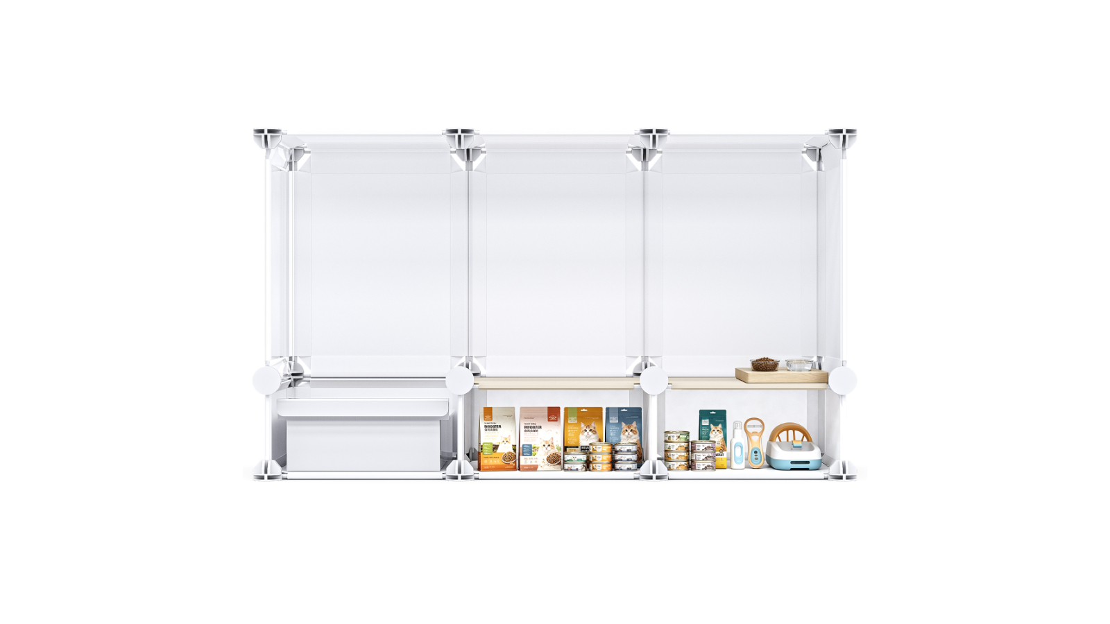 Advwin Cat Cage with Litter Box DIY Enclosures Condo House - White