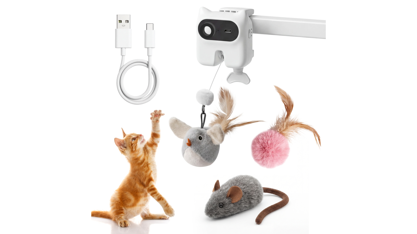 Advwin Automatic Flying Bird Feather and Mouse Interactive Cat Toy