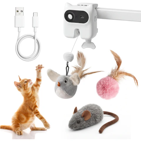 Advwin Automatic Flying Bird Feather and Mouse Interactive Cat Toy