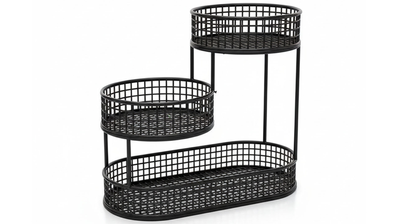 Genux Black Stainless Steel Fruit Basket Storage