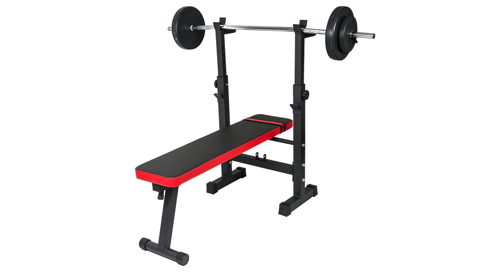Serrano Folding Flat Weight Lifting Bench Body Workout Exercise Machine Home Fitness - Black/Red