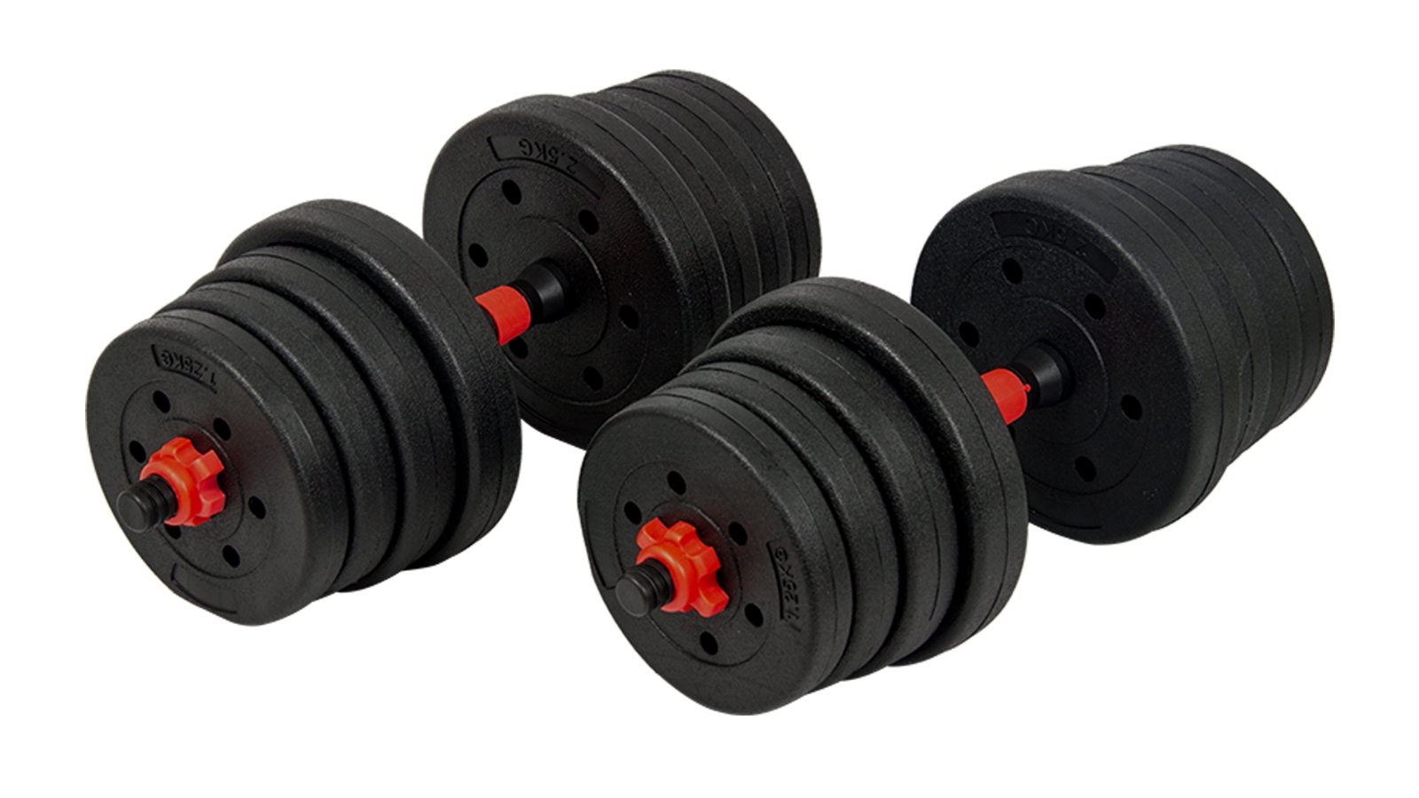 Serrano Adjustable Rubber Dumbbell Set Barbell Home Gym Exercise Weights - 30kg