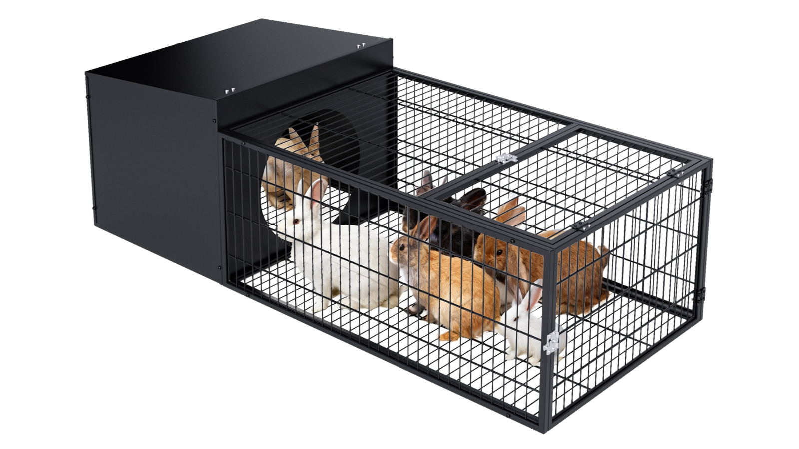 Advwin Metal Rabbit Hutch - Black