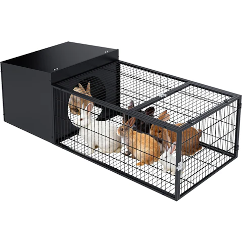 Advwin Metal Rabbit Hutch - Black