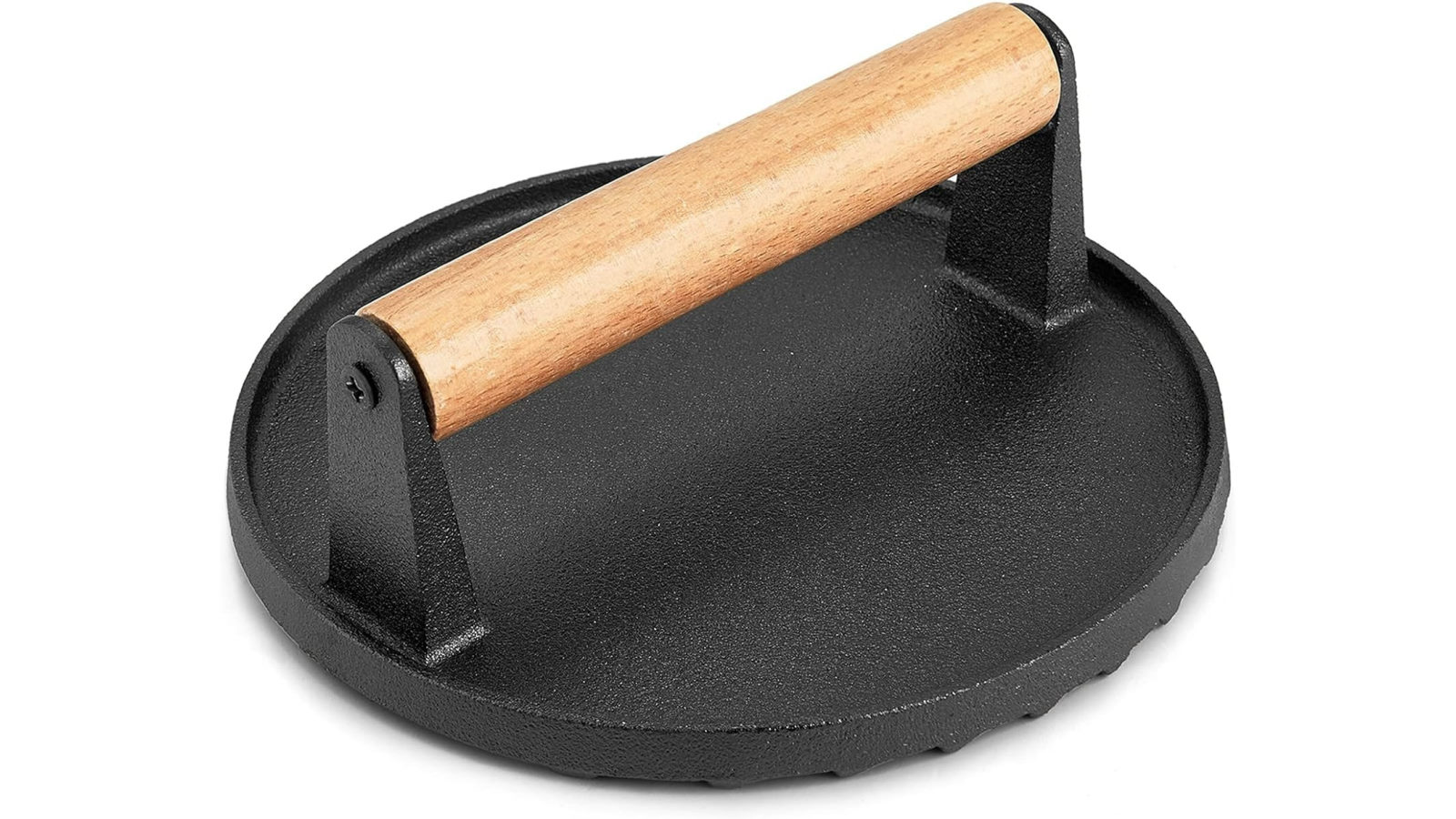 Vikus Cast Iron Grill Press Weight with Wooden Handle for Meat and Burgers