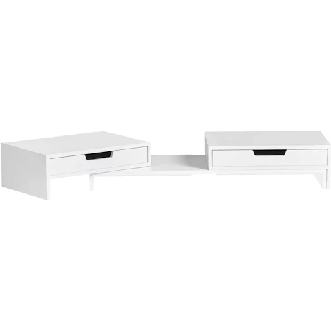 Vikus White Monitor Stand with Drawer