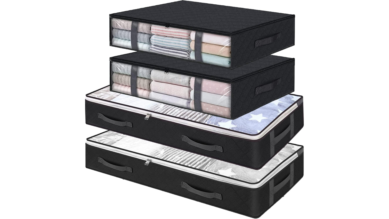 Genux Pack of 4 Under Bed Storage Bag - Black