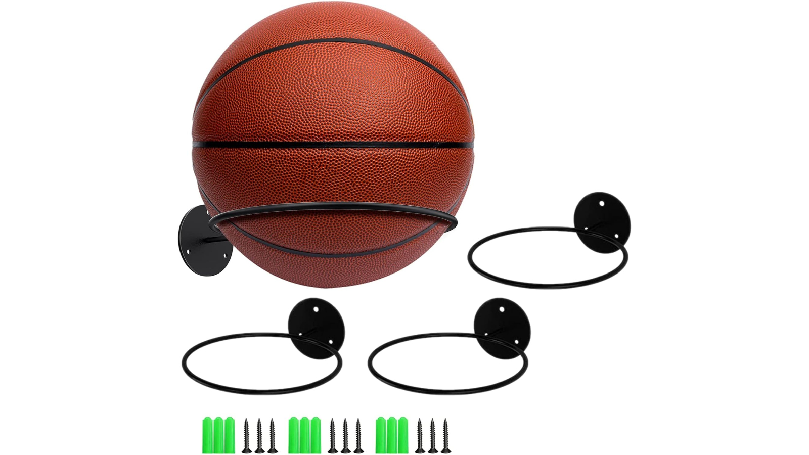 Genux Pack of 3 Wall-Mount Basketball Holder
