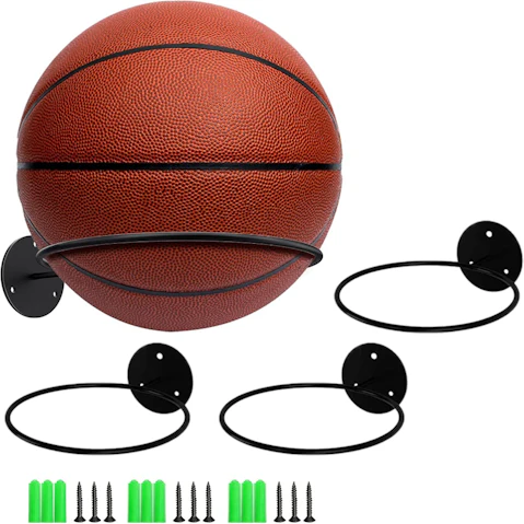Genux Pack of 3 Wall-Mount Basketball Holder