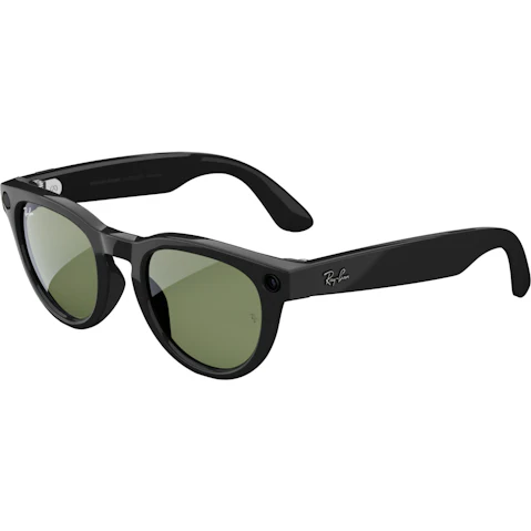 Ray-Ban Meta Headliner Gen 1 Low Bridge FIt AI Glasses - Shiny Black Frame with Green Lens