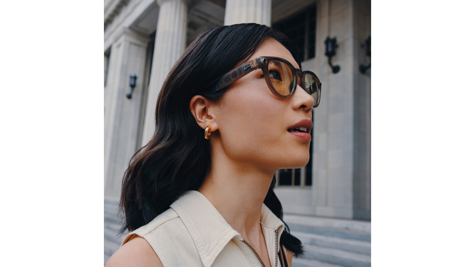 Ray-Ban Meta Headliner AI Glasses - Shiny Warm Stone Transparent