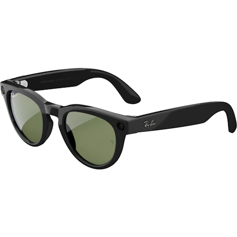 Ray-Ban Meta Headliner Gen 1 AI Glasses - Shiny Black Frame with Green Lens