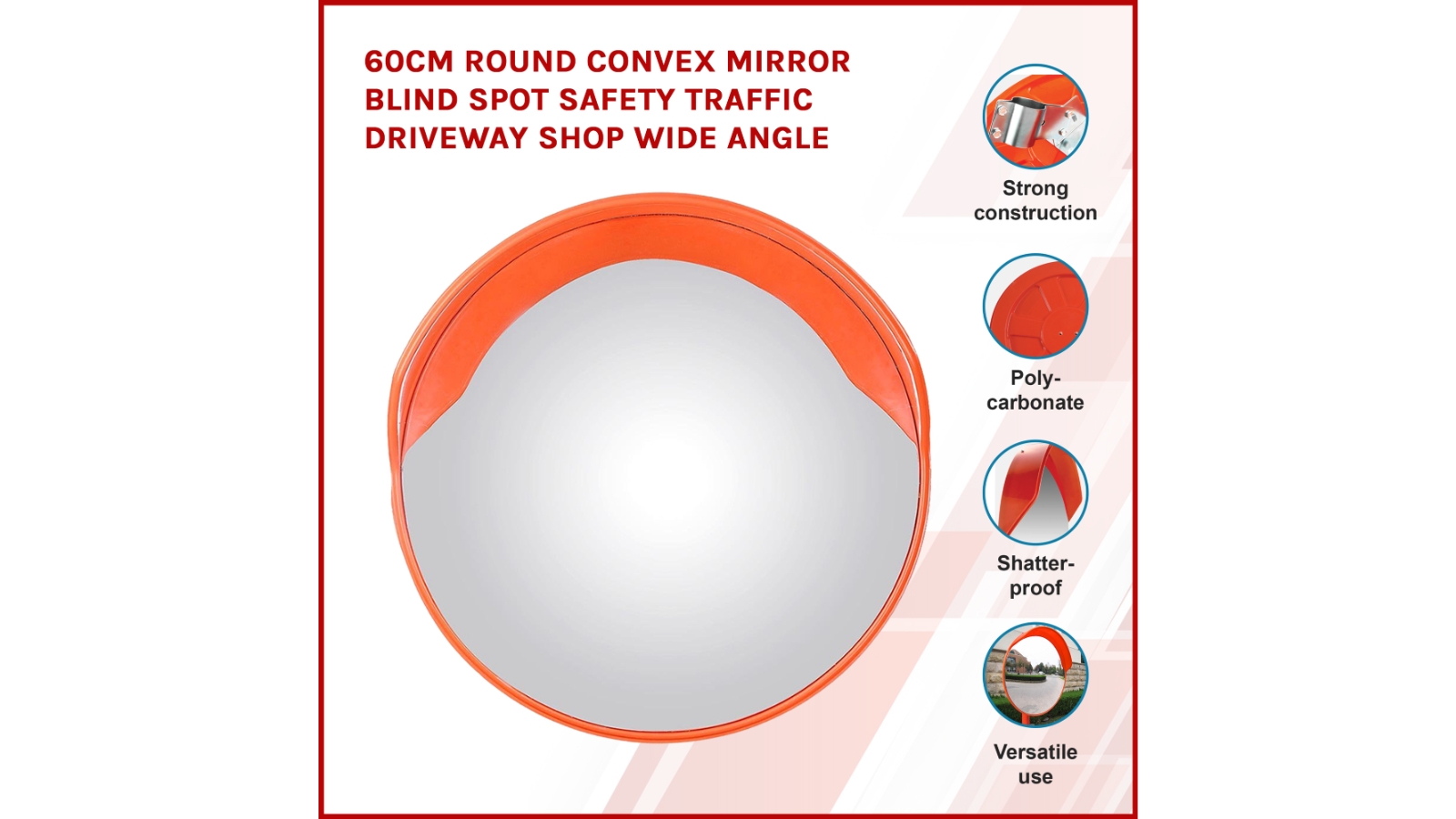 Outdoor Convex Traffic Mirror Black Ø60 cm Polycarbonate – Click Home  Express Pty Ltd