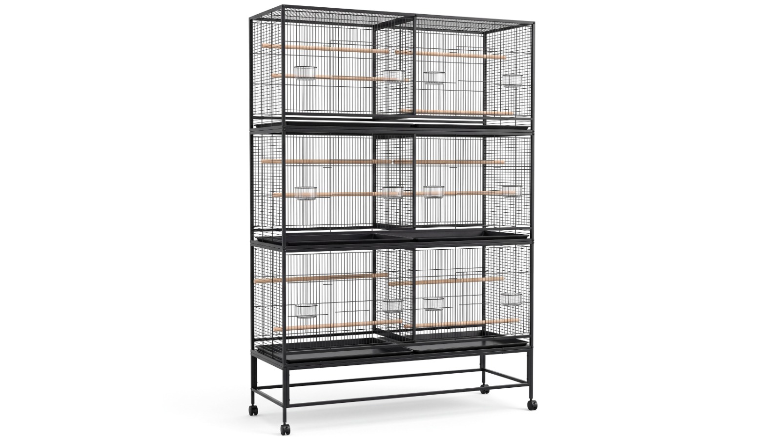 Advwin 3-Tier Divided Breeder Flight Large Rolling Bird Cage