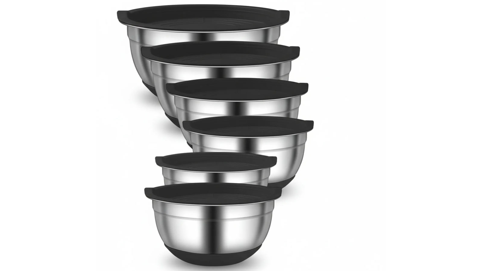 Genux 6-Piece Stainless Steel Mixing Bowl Set with Lids