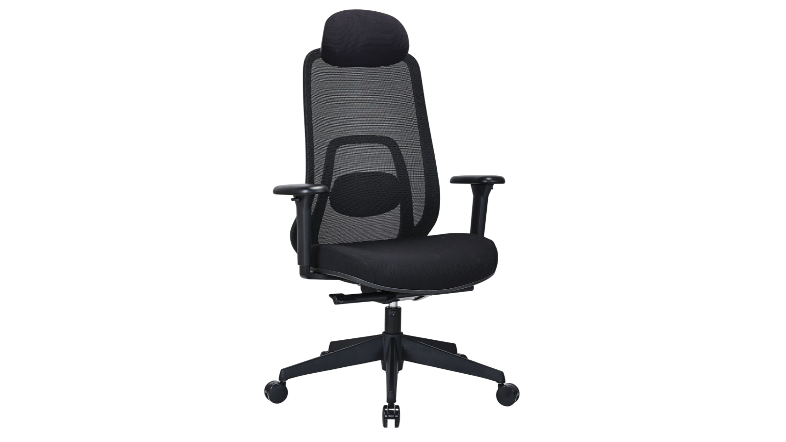 Desky Regal Mesh Office Chair with Headrest - Carbon Black