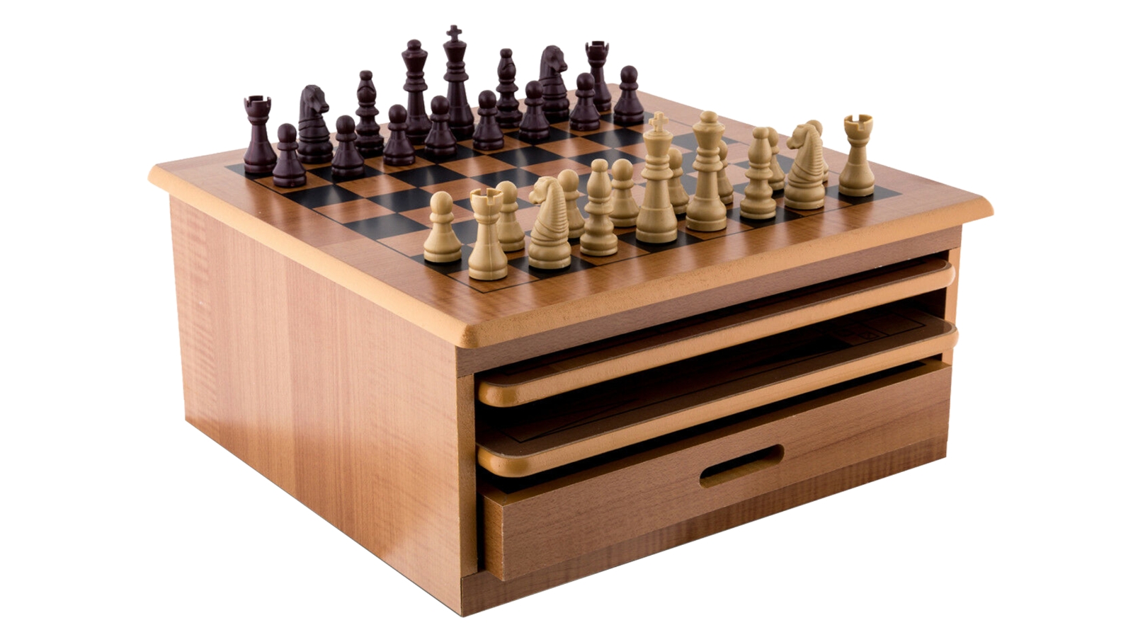 Serrano 10 in 1 Wooden Chess Board Games Slide Out Checkers House Unit Set
