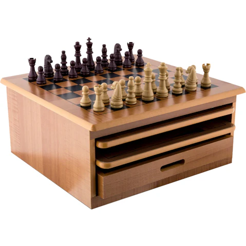 Serrano 10 in 1 Wooden Chess Board Games Slide Out Checkers House Unit Set