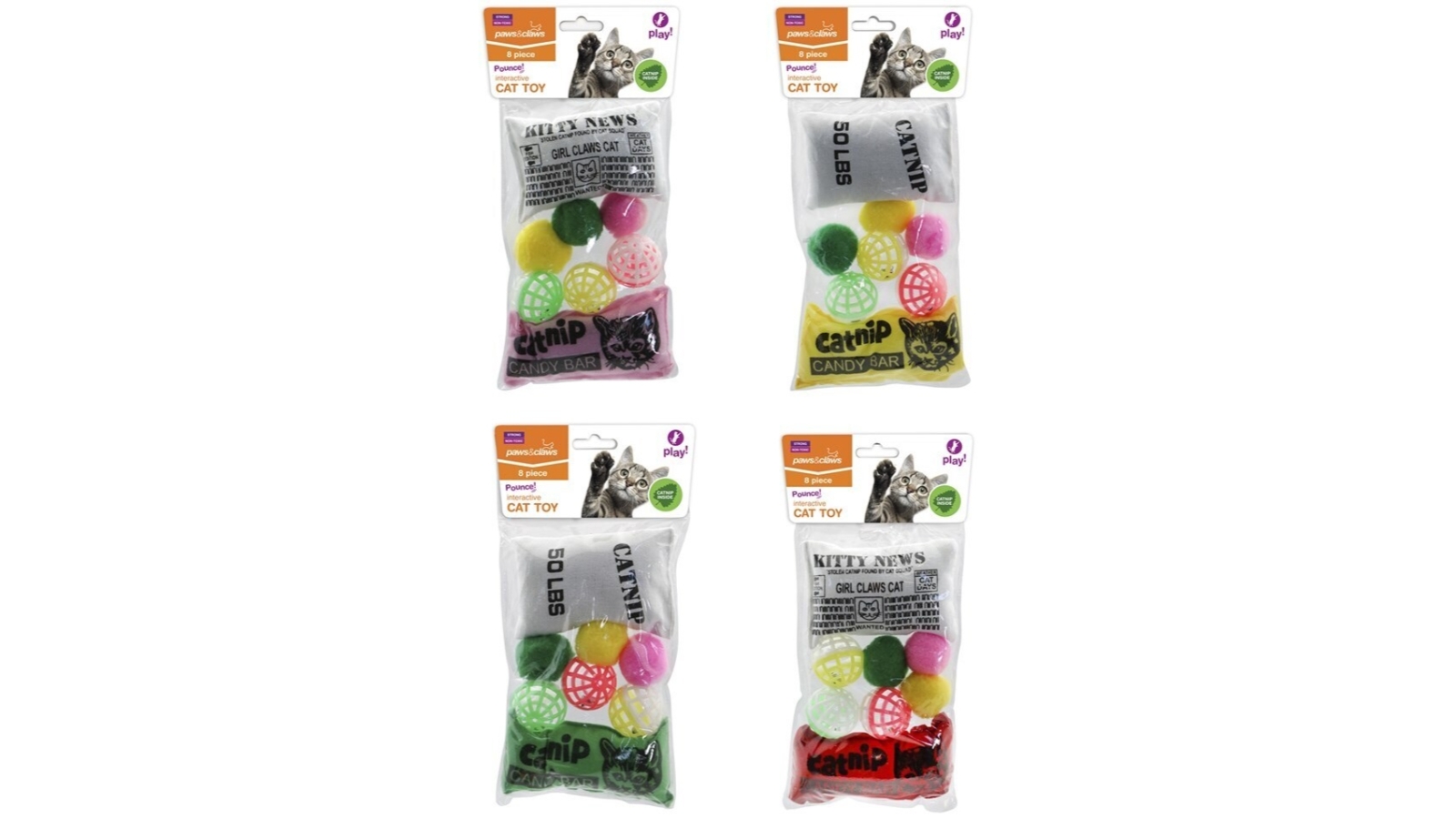 Paws and Claws Assorted Cat Activity Toy - Pack of 32