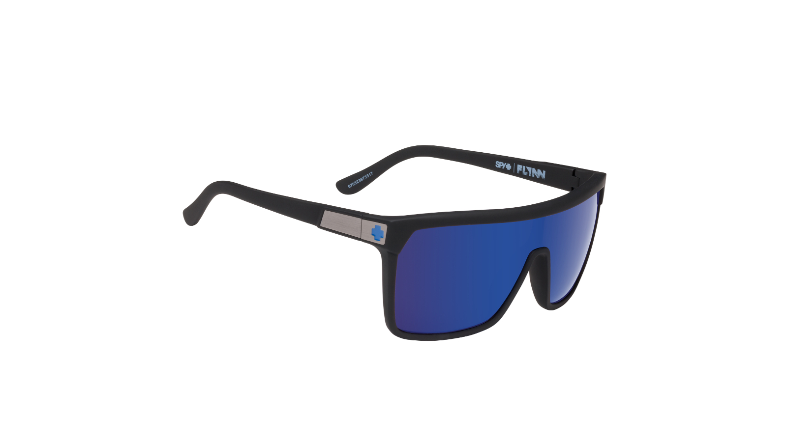 Spy Optic Unisex Flynn Soft Spectra Shield Sunglasses - Matte Black/Dark Blue