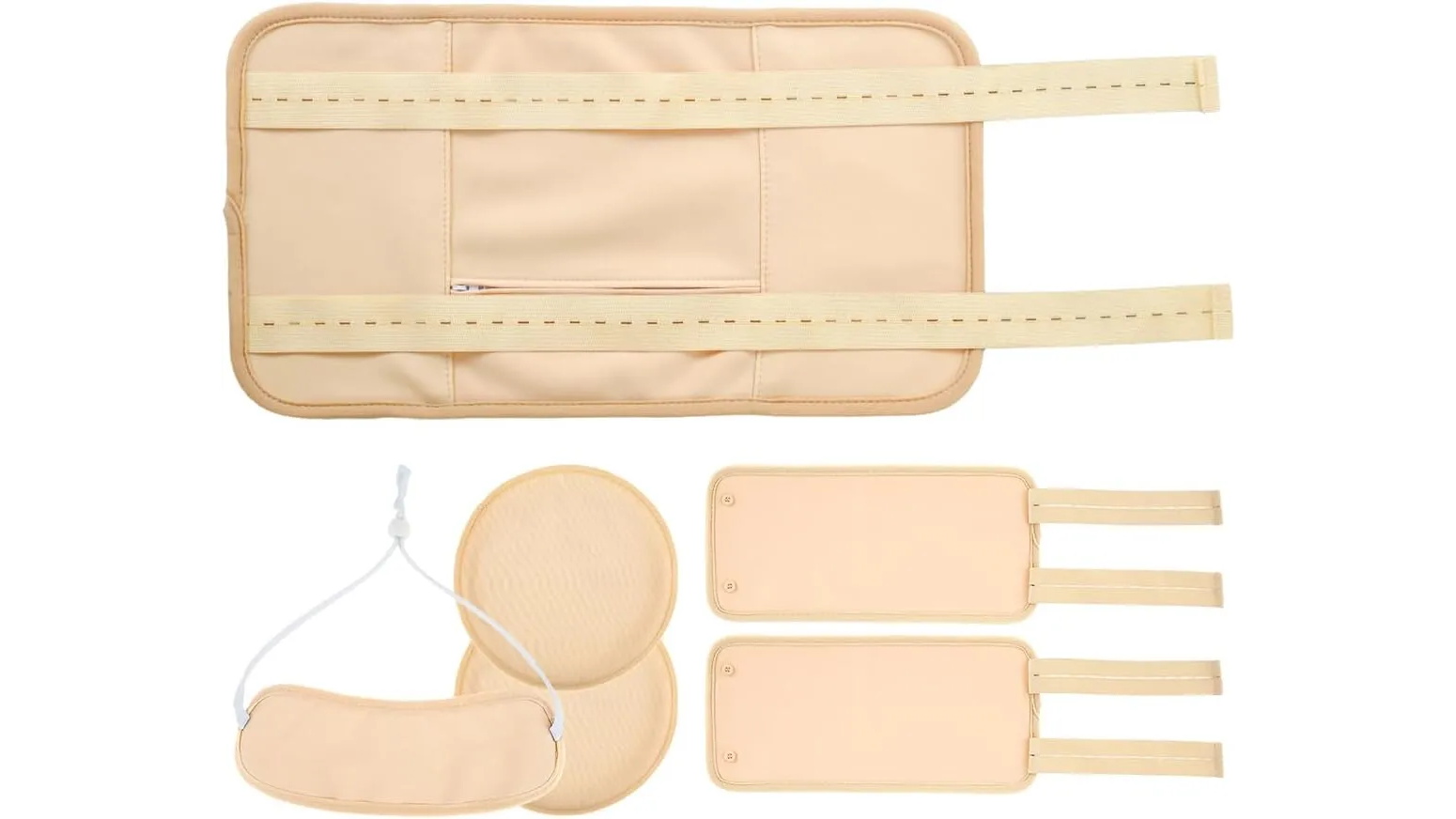 Genux Organic Castor Oil Pack 6-Piece Cotton Fennel Set for Waist and Neck - Khaki