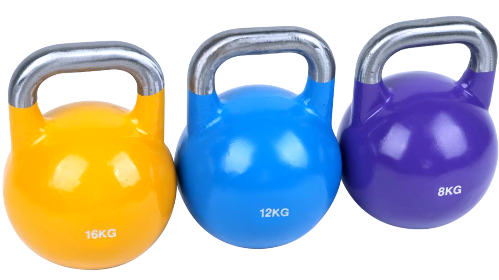 Serrano Pro-Grade Steel KettleBell Set - 8kg, 12kg, 16kg