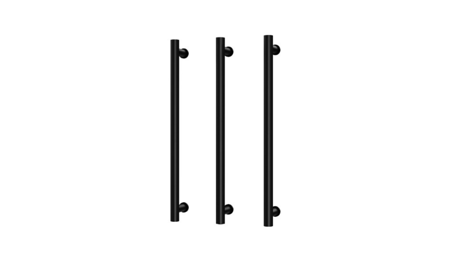 Phoenix 600mm Heated Triple Towel Rail Round - Matte Black